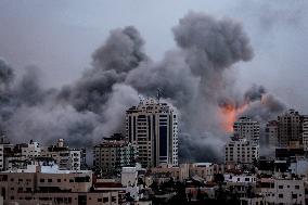 Israeli Air Strikes On Gaza City