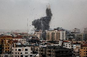 Israeli Air Strikes On Gaza City