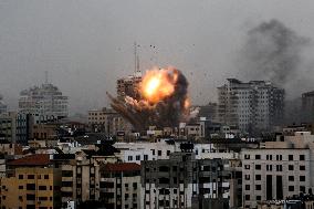 Israeli Air Strikes On Gaza City