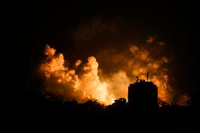 Israeli Air Strikes On Gaza City