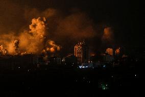 Israeli Air Strikes On Gaza City