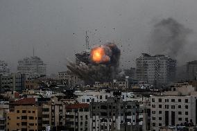 Israeli Air Strikes On Gaza City