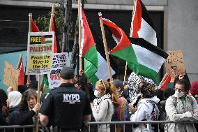 Pro-Palestinian And Pro-Israeli Protesters Demonstrate Outside The Consulate General Of Israel In New York City