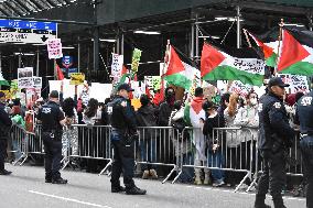 Pro-Palestinian And Pro-Israeli Protesters Demonstrate Outside The Consulate General Of Israel In New York City