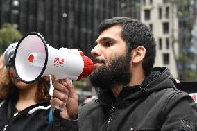 Pro-Palestinian And Pro-Israeli Protesters Demonstrate Outside The Consulate General Of Israel In New York City