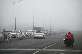 The Songhua River Shrouded in Heavy Gog in Jilin