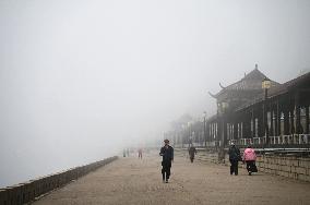 The Songhua River Shrouded in Heavy Gog in Jilin