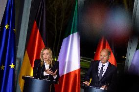 German Chancellor Scholz Meets Italian Prime Minister Meloni in Berlin, Germany