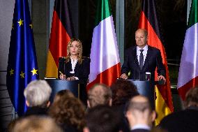 German Chancellor Scholz Meets Italian Prime Minister Meloni in Berlin, Germany