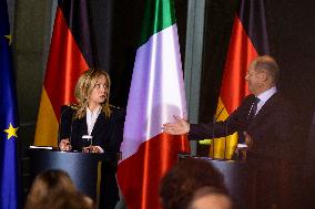 German Chancellor Scholz Meets Italian Prime Minister Meloni in Berlin, Germany