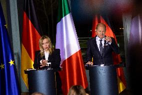 German Chancellor Scholz Meets Italian Prime Minister Meloni in Berlin, Germany