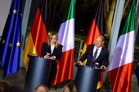 German Chancellor Scholz Meets Italian Prime Minister Meloni in Berlin, Germany