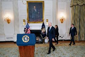 US President Joe Biden delivers remarks on the terrorist attacks in Israel