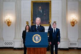 US President Joe Biden delivers remarks on the terrorist attacks in Israel