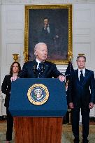 US President Joe Biden delivers remarks on the terrorist attacks in Israel