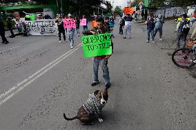 Demonstrators Block Periférico And Canal De Chalco, Mexico City