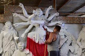 Preparation Of Durga Puja Festival In Assam
