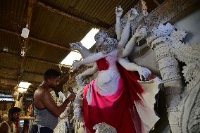 Preparation Of Durga Puja Festival In Assam