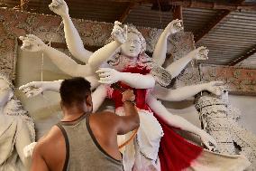 Preparation Of Durga Puja Festival In Assam