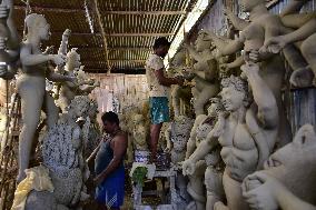 Preparation Of Durga Puja Festival In Assam