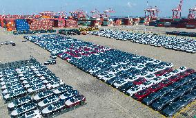 Export Vehicles at The Taicang Port in Suzhou