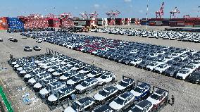 Export Vehicles at The Taicang Port in Suzhou