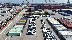 Export Vehicles at The Taicang Port in Suzhou