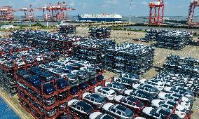 Export Vehicles at The Taicang Port in Suzhou