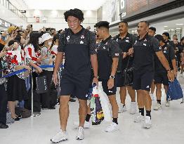 Rugby: Japan players return from World Cup in France