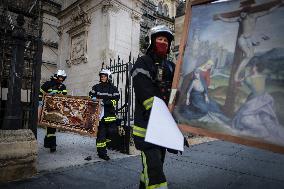 Firefighter Drill In Saint-Andre Cathedral - Bordeaux