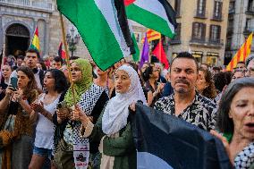 Rally In Favor Of Palestine In Barcelona.