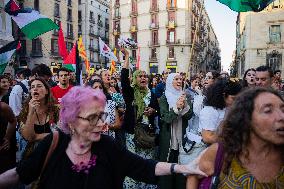 Rally In Favor Of Palestine In Barcelona.