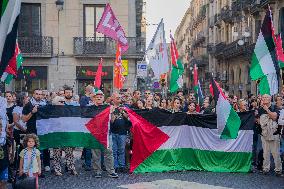 Rally In Favor Of Palestine In Barcelona.