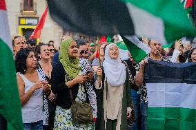 Rally In Favor Of Palestine In Barcelona.