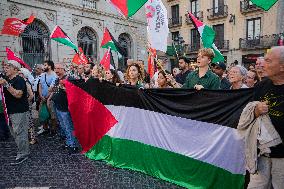 Rally In Favor Of Palestine In Barcelona.