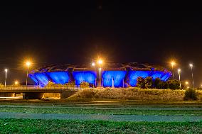 San Nicola Stadium In Blue