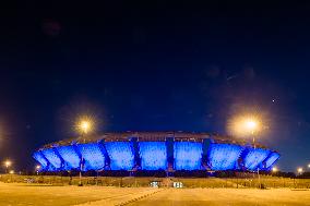 San Nicola Stadium In Blue