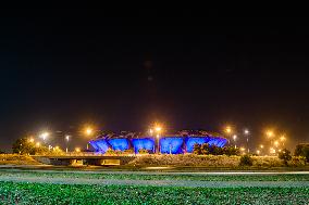 San Nicola Stadium In Blue