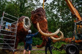 The Head Of A Huge Mammoth Placed At Burger's Zoo, In Arnhem, Netherlands.