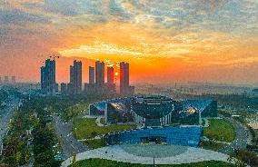 Buildings Under Construction Under The Rising Sun