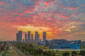 Buildings Under Construction Under The Rising Sun