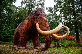 The Head Of A Huge Mammoth Placed At Burger's Zoo, In Arnhem, Netherlands.