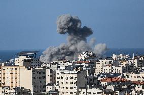 Israeli Air Strikes In Gaza City