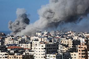 Israeli Air Strikes In Gaza City