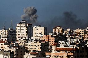 Israeli Air Strikes In Gaza City