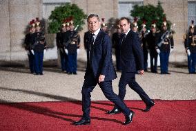 Monglolia President arrives at the Elysee for a State Dinner - Paris