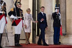 Monglolia President arrives at the Elysee for a State Dinner - Paris