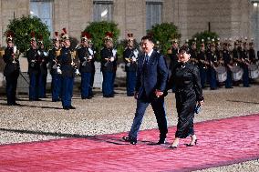 Monglolia President arrives at the Elysee for a State Dinner - Paris