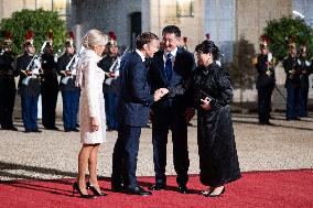 Monglolia President arrives at the Elysee for a State Dinner - Paris