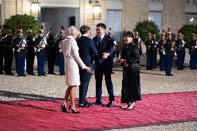 Monglolia President arrives at the Elysee for a State Dinner - Paris